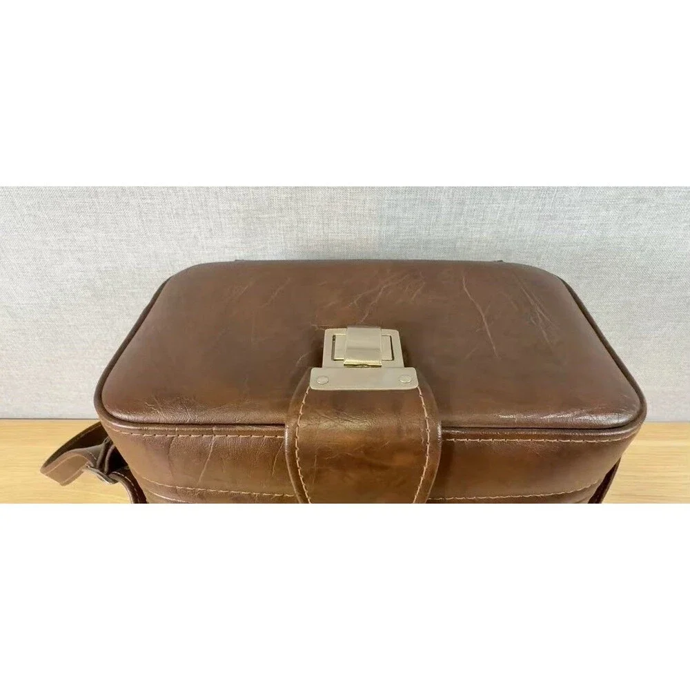 Vintage 70s Hard Shell Camera Case Brown Leatherette Made in USA EL-2 Minolta